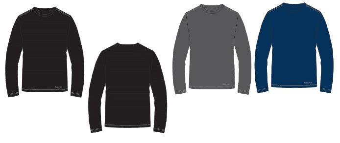 Long-sleeve T-shirt in black, gray and navy